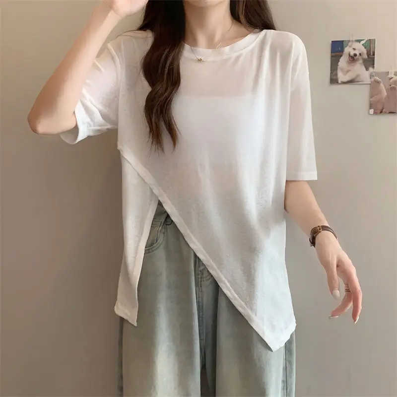 2024 Summer New Women's Fashion and Elegance Versatile V-neck Sweet  With Ruffle Edge Top