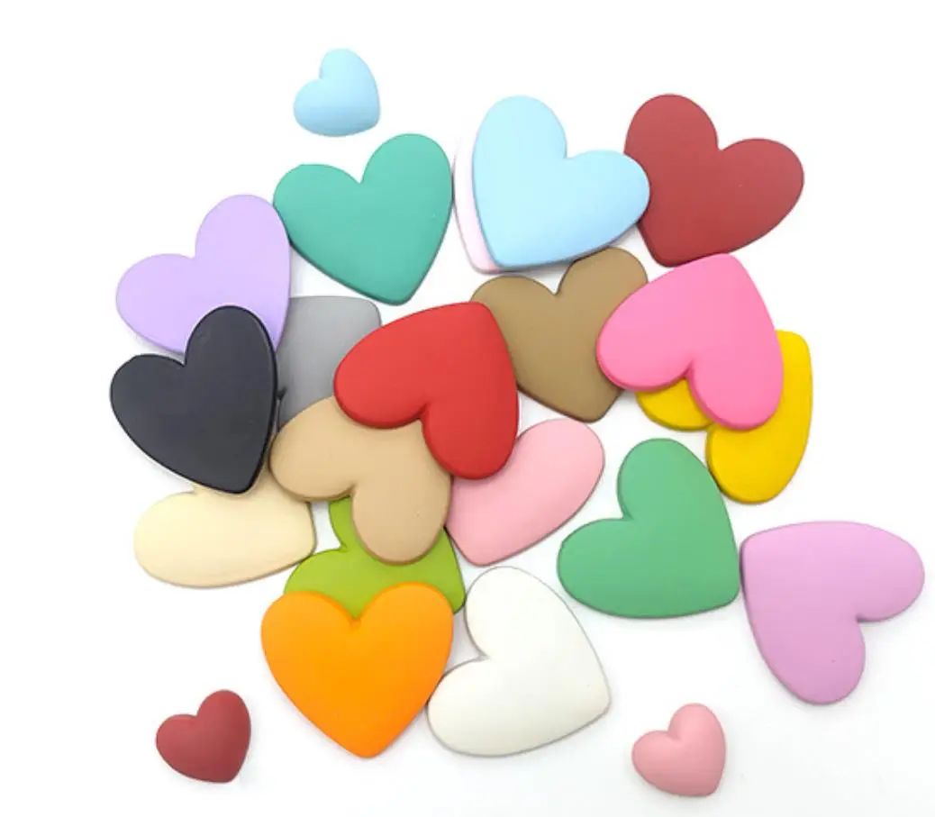 100pcs Kawaii Flatback Resin Heart Cabochon DIY Handmade Hair Bow Decoration Headwea Accessories