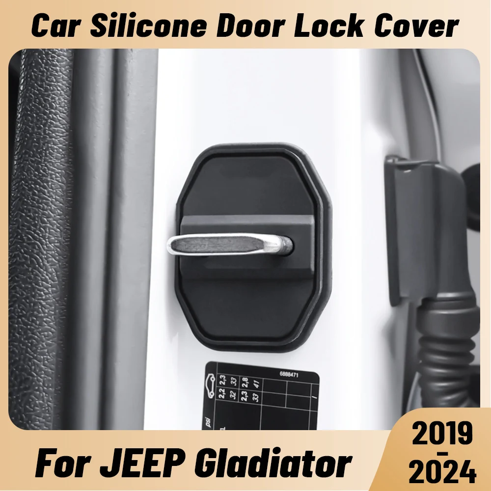 

For JEEP Gladiator 2019-2024 Car Door Shock Absorber Door Lock Protector Silicone Auto Door Lock Latches Cover Accessories