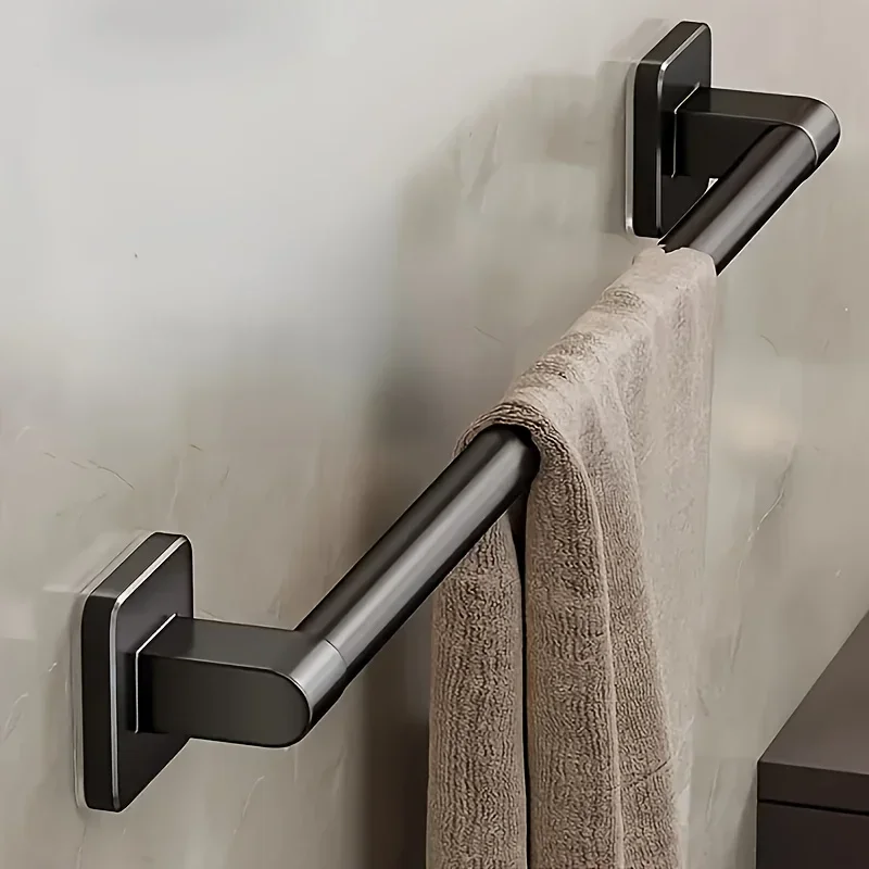 Bathroom Towel Holder White Without Drilling Bathroom Black Towel Rack TowelBar Self-Adhesive Bathroom Towel Rack TowelRail
