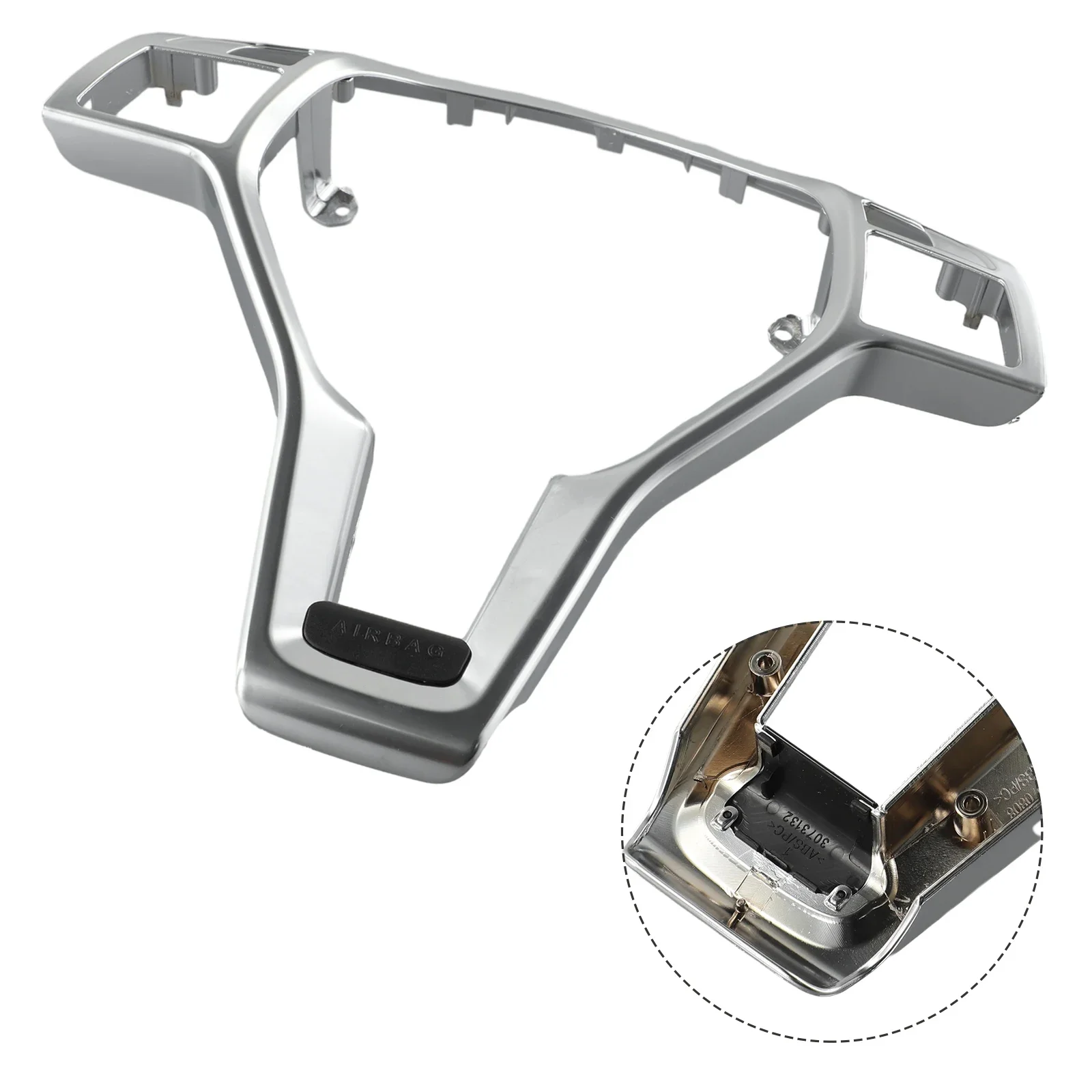 

1x Steering Wheel Direct Installation Correct Connector For Benz For Mercedes Silver Trim Cover Practical To Use