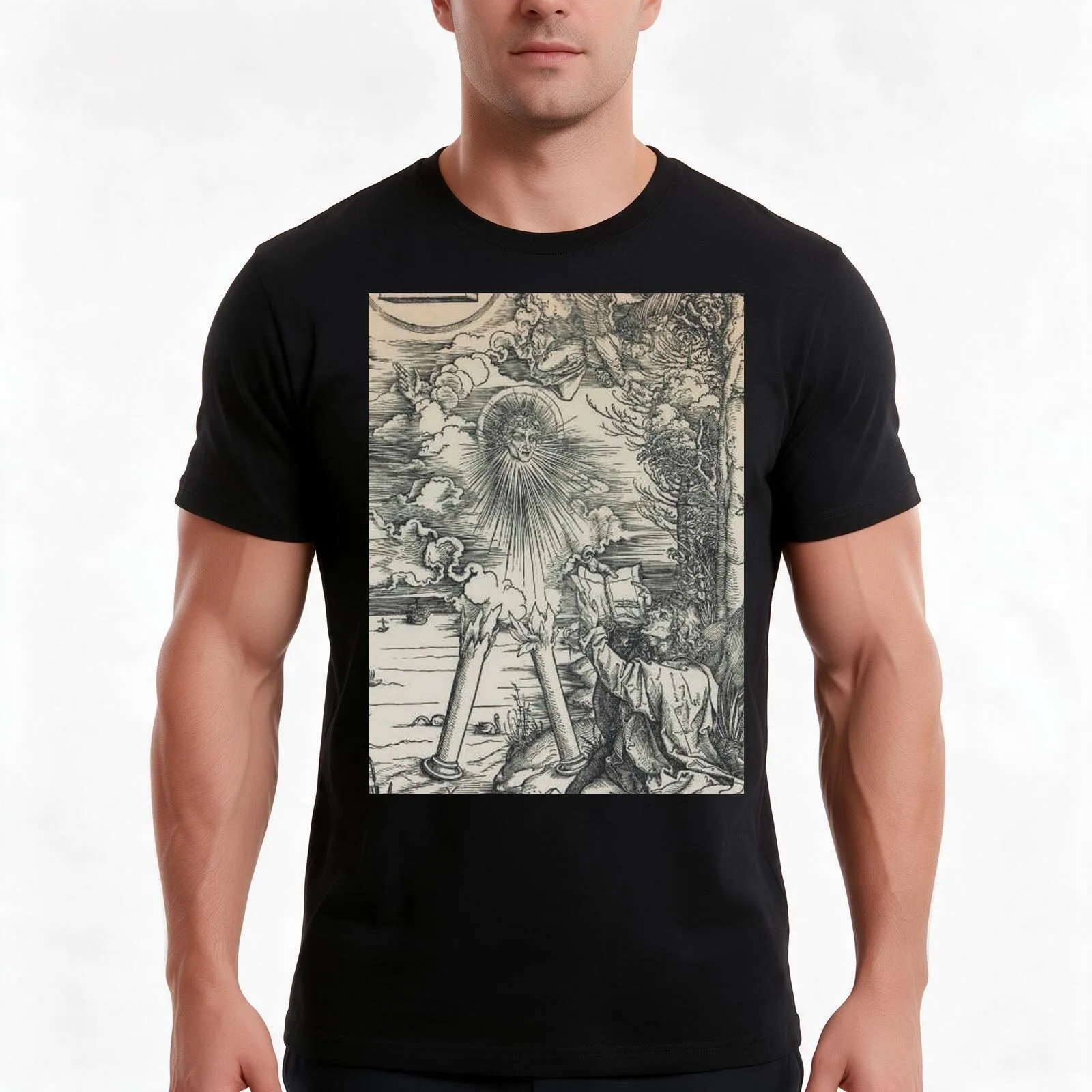 Albrecht Durer Apostle John Devours the Book from the Apocolypse T-Shirt Summer Casual Cotton Tee Oversized Streetwear Tops