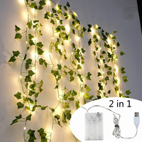 Flower Green Leaf String Lights USB And Battery Powered Ivy Vine Fairy Lights Garland For Party Wedding Courtyard Decoration