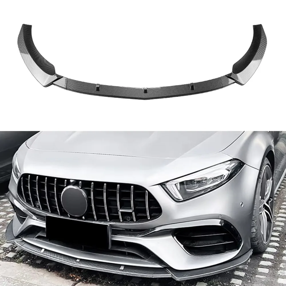 

For Mercedes-Benz A-Class W177 A45 A45S AMG 2019-2023 Front Bumper Spoiler Lip Lower Body Kit Diffuser Splitter Tuning Guard