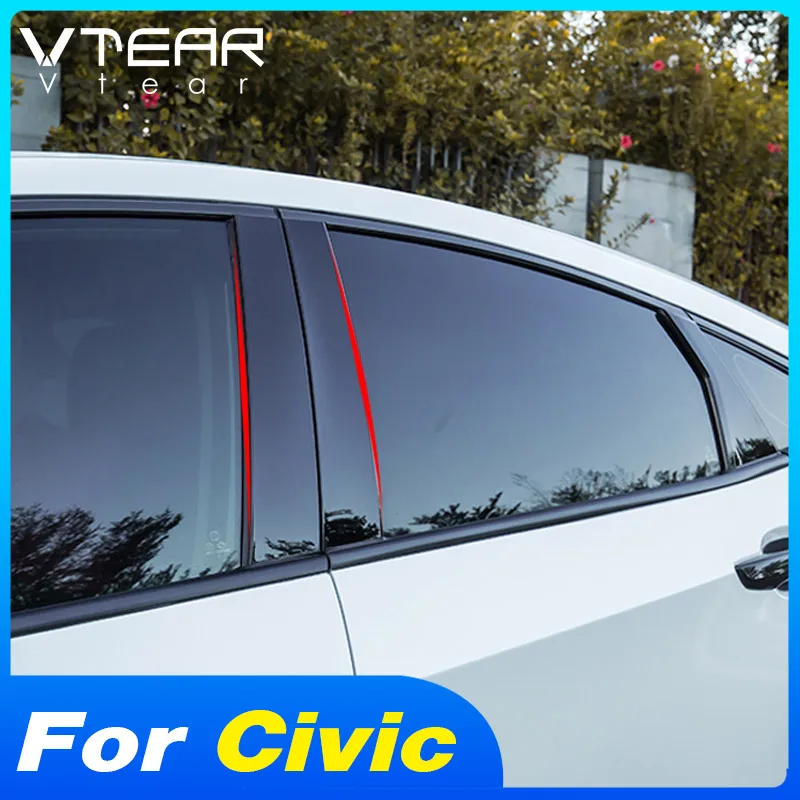 

Vtear Автомобильная наклейка на окно и колонку для Honda Civic 10 2016-2020, Windows BC, наклейки на столб, аксессуары, автомобильная наклейка, пленка