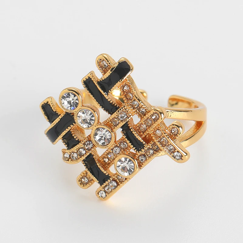 خمر أسود أبيض الصليب الدائري امرأة متماسكة الذهب اللون حجر الراين اكسسوارات اتجاهات المجوهرات الفاخرة 2025 زفاف عالي الجودة #6