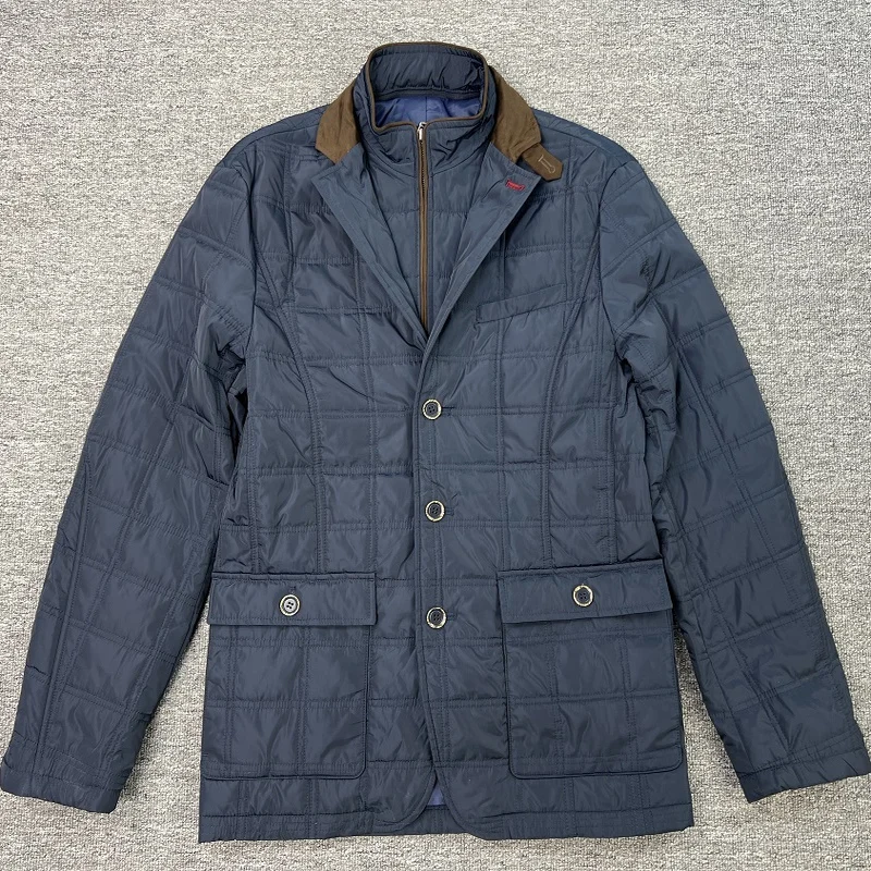 

Men's Autumn Winter Slim Fit Cotton Jaet Stand Collar Lightweight Hunting Coat Medium Length Busin Casual Long Sve