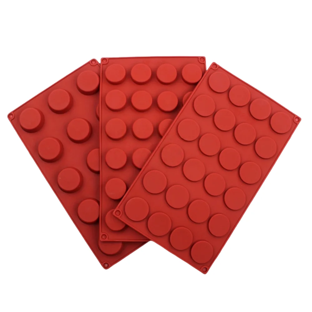24 Hole Gold Coin Shape Silicone Chocolate Mold Flat Cylindrical Chocolate Signet Slices Flip Sugar Cake Decoration Baking Mould