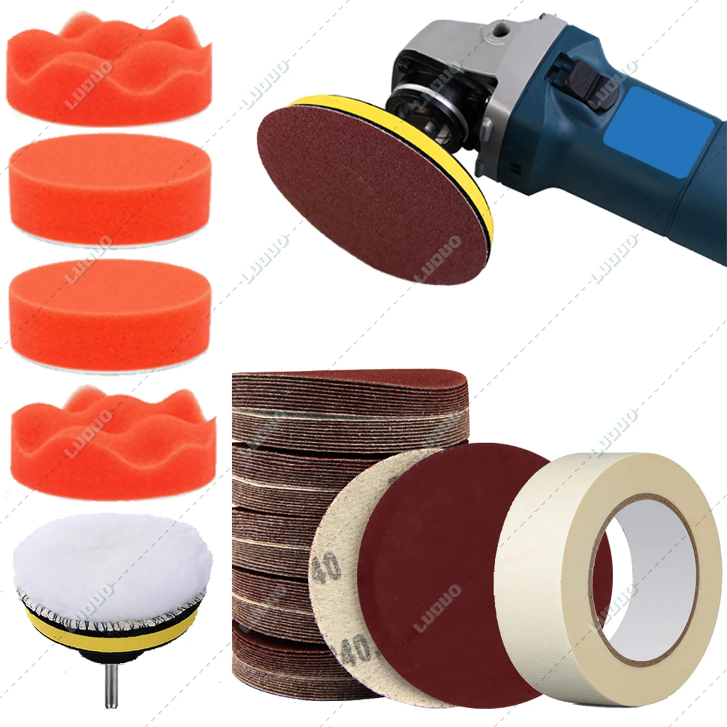 

Car Polishing Kit Auto Polish Buffing Sponge Pad Abrasive Disc Sandpaper For Headlight Restoration Car Detailing Waxing 3inch