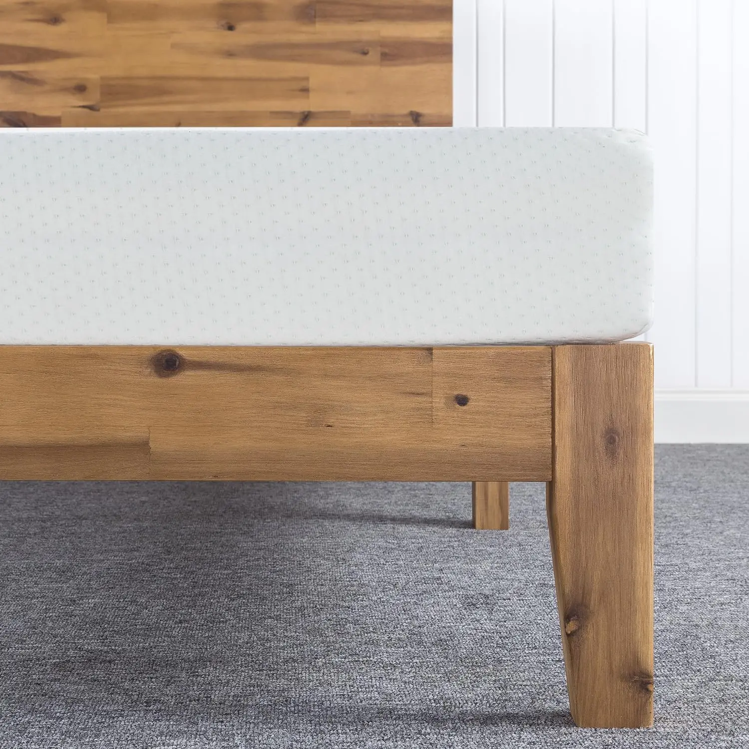 ZINUS Julia-Marco de cama con plataforma de madera, base de madera maciza con soporte de listón de madera, No necesita resorte de caja, fácil montaje, Queen