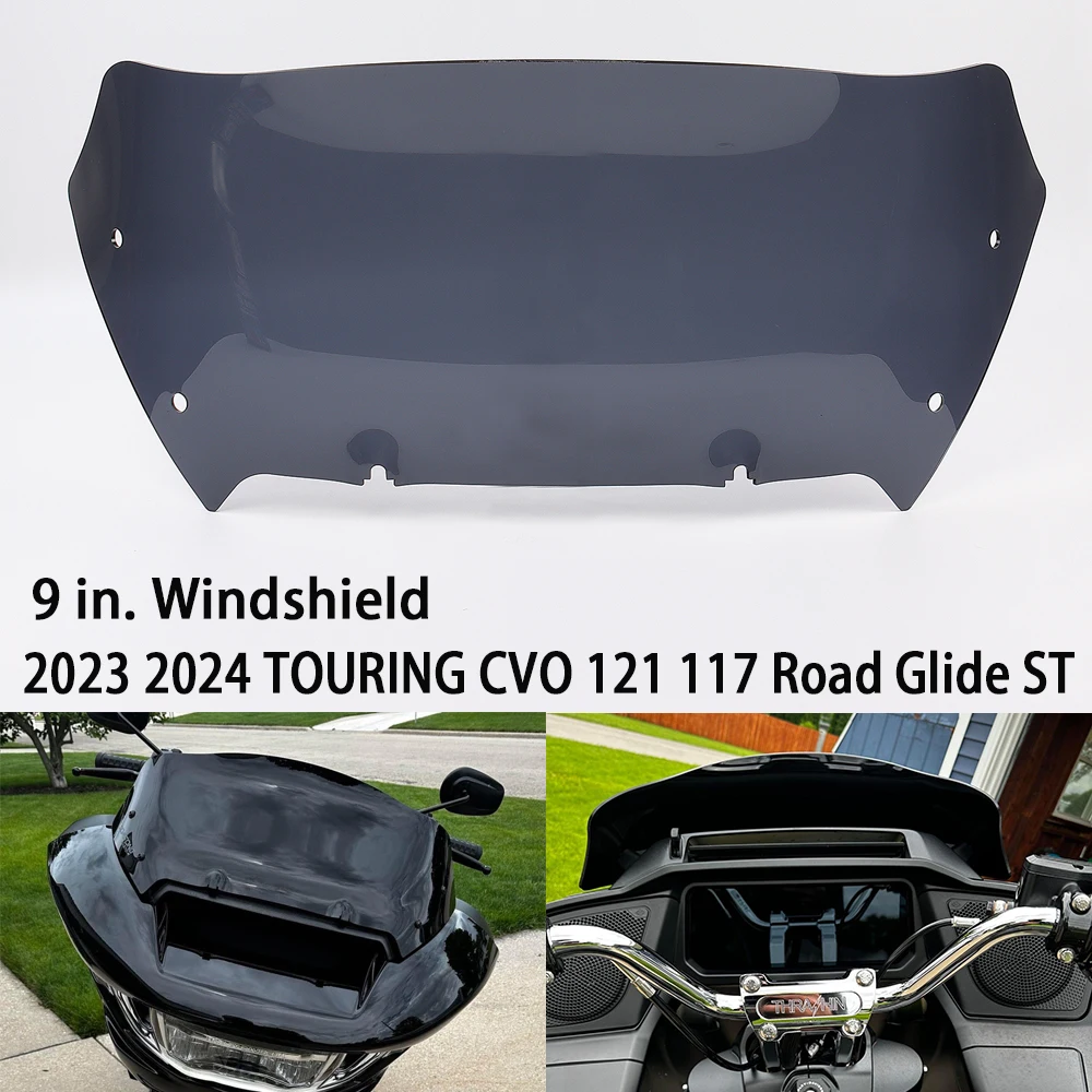 

Motorcycle Accessories 9" Windshields Windscreen Wind Deflector For Harley 2023 2024 TOURING CVO 121 117 Road Glide ST FLTRXSE