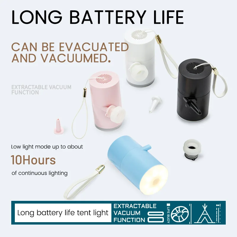 USB Mini Air Pump Camping Outdoor Mattress Portable Electric Pump Camping Emergency Light Swimming Ring Vacuum Pump Multitool