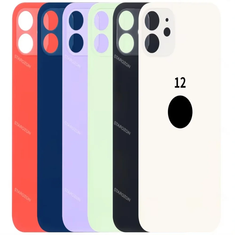 Back Glass+3M glue For IPhone 12-12 Mini Back Cover Glass Fast Replacement Housing Battery Cover Big Hole Rear Glass