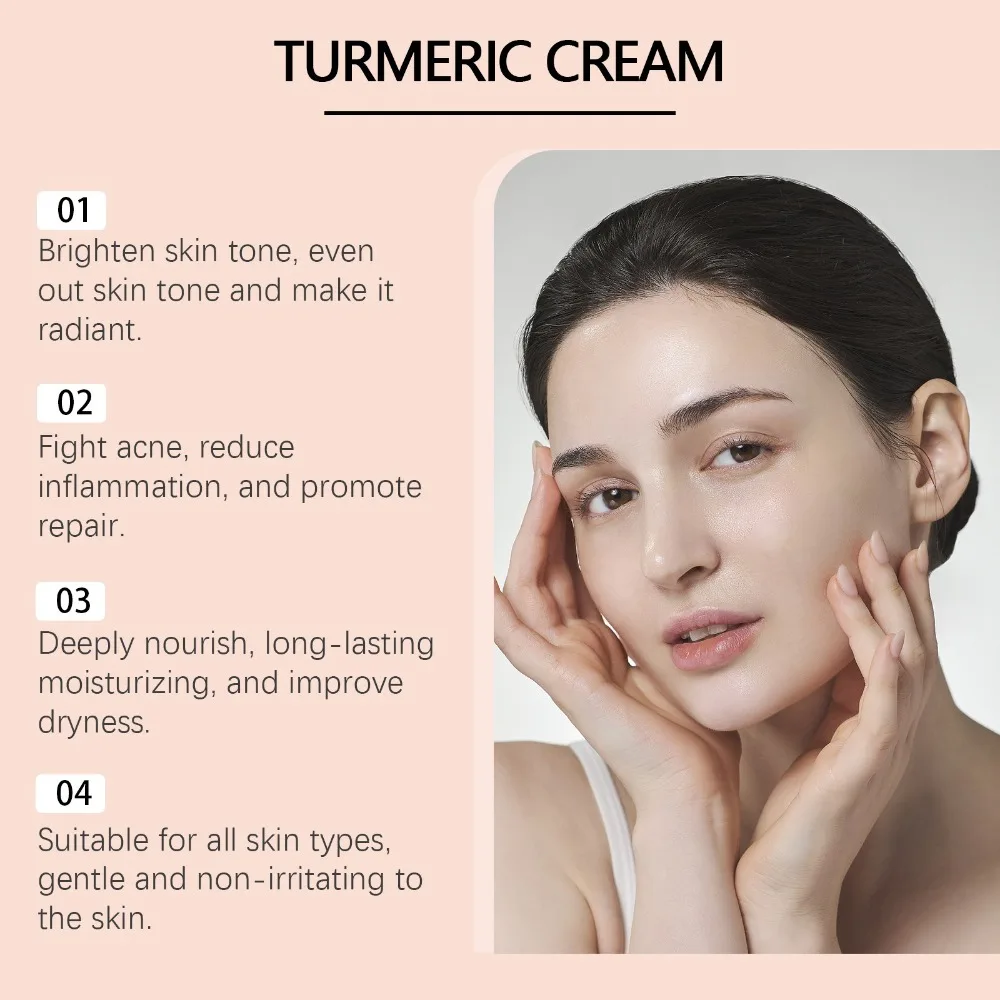 Novo 50g creme de cuidados faciais hidrata nutre creme de cúrcuma tratamento facial creme hidratante mulher meninas