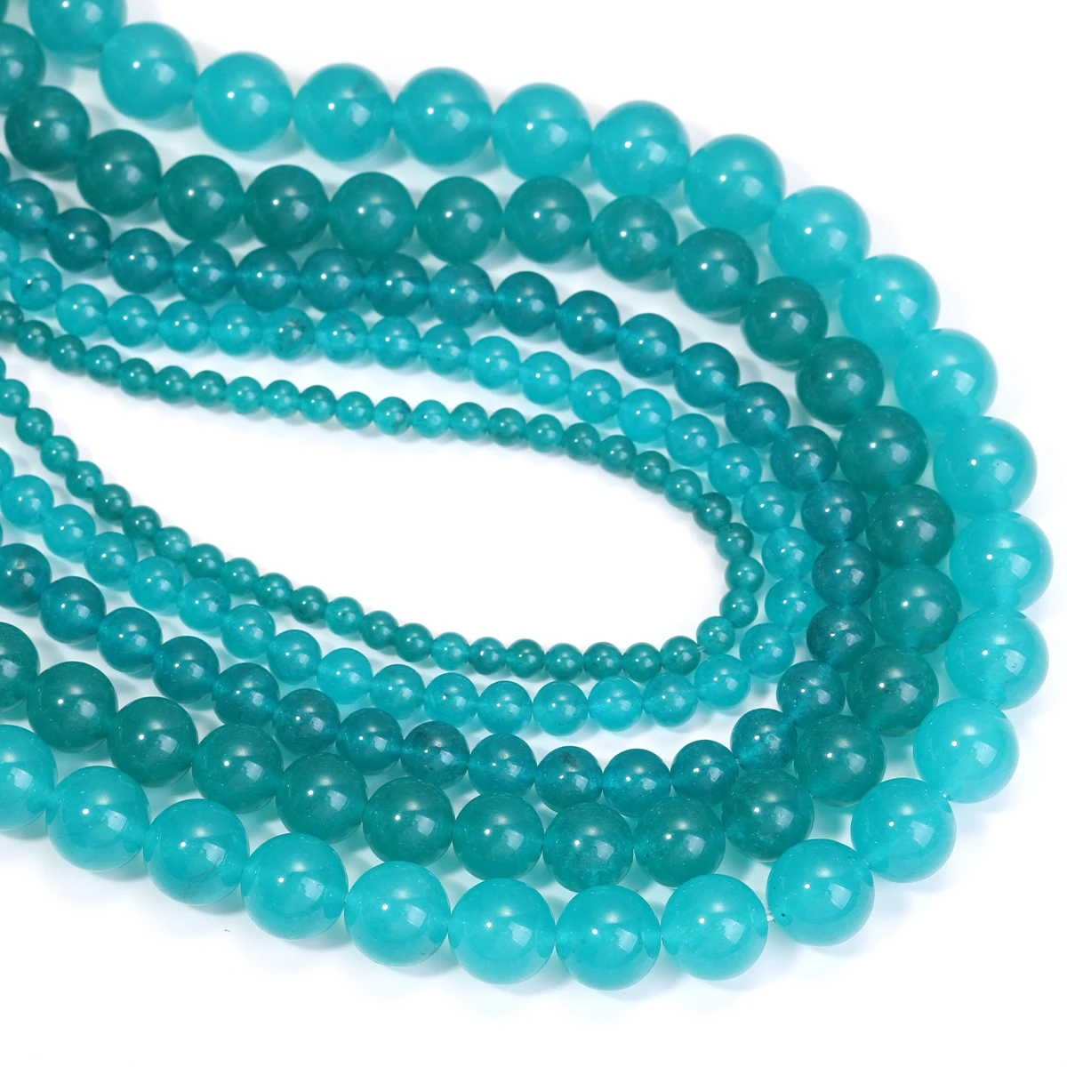 السلس امازونيتي العقيق الأزرق جولة فضفاض الخرز DIY سحر سوار قلادة لصنع المجوهرات بالجملة 1 الشريط