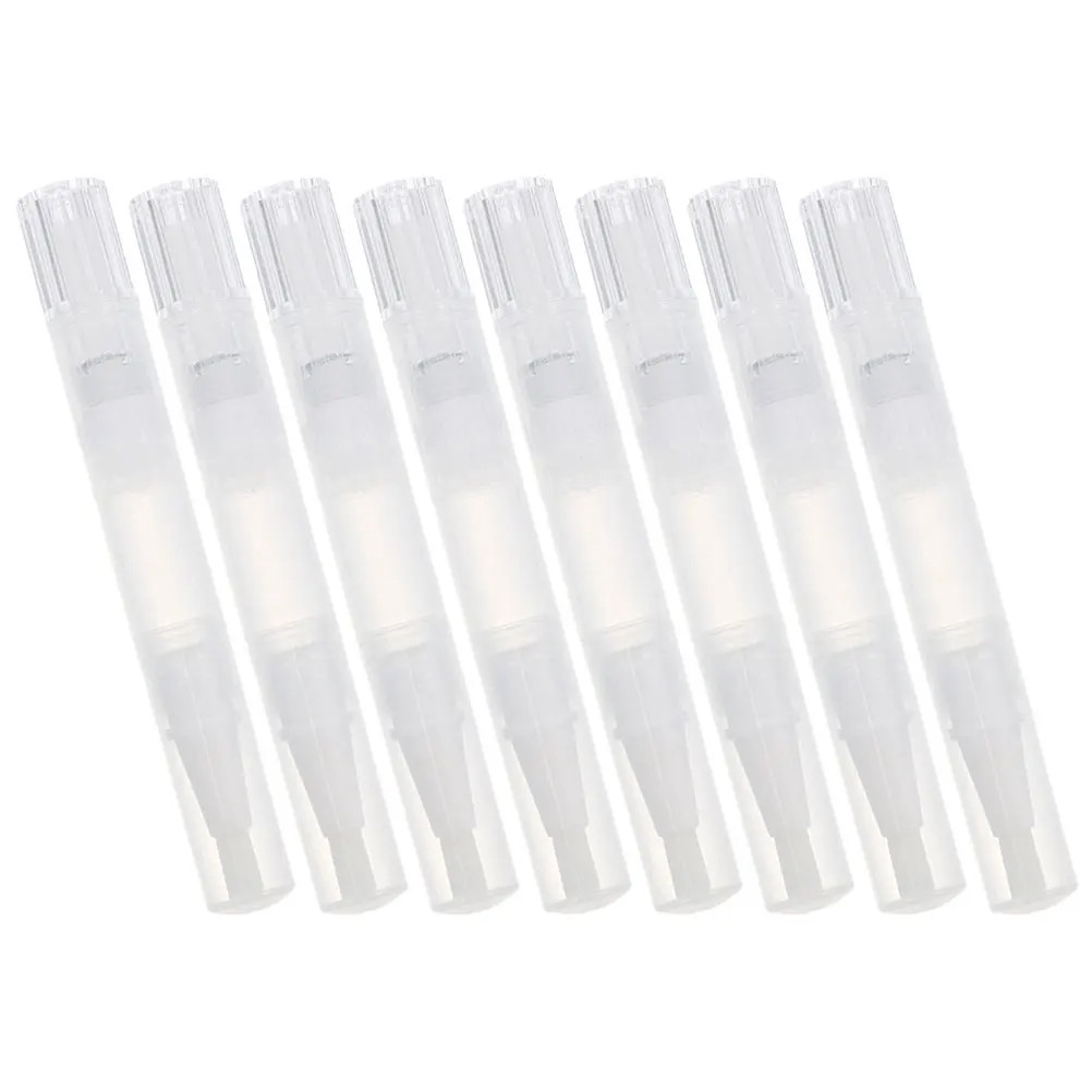 หลอดน้ำยาทาเล็บแบบเติมได้ 8 ชิ้น แบบใส พร้อมหัวแปรงพกพา สำหรับทำเล็บและทาลิปกลอส