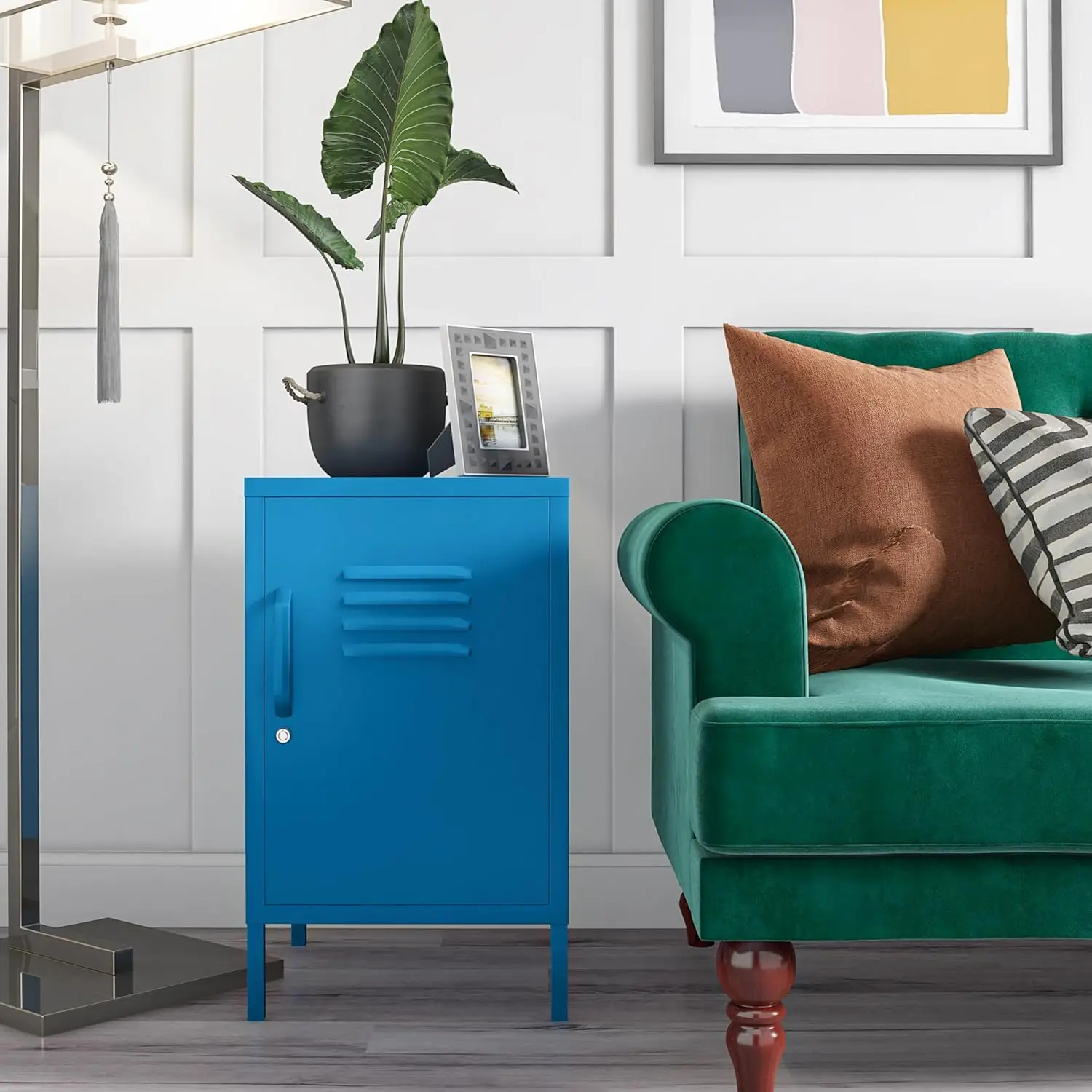 Cache Metal Locker, Blue End Table