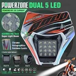 PowerZone Motorcycle LED Headlight Headlamp Head Lights Supermoto Fairing For KTM EXC SXF MX Dirt Bike Enduro LED Headlight
