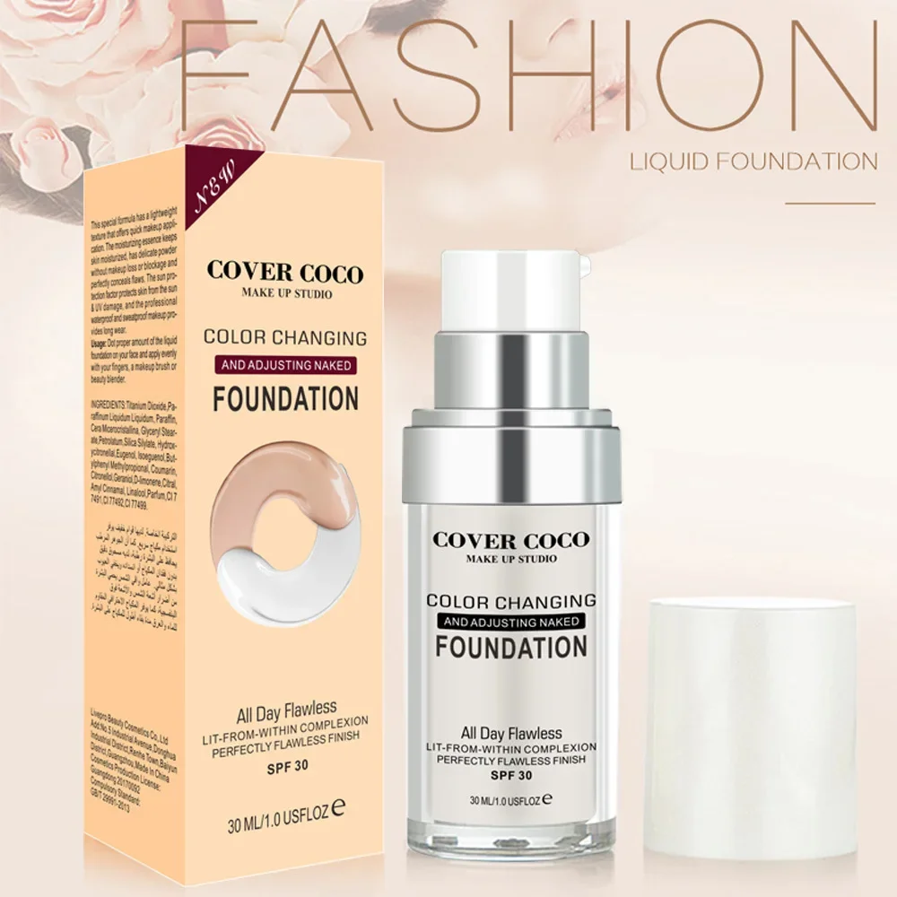 Cover Coco Long Lasting Concealer Liquid Foundation Hautfarbe Liquid Foundation Leichte und transparente Feuchtigkeitscreme