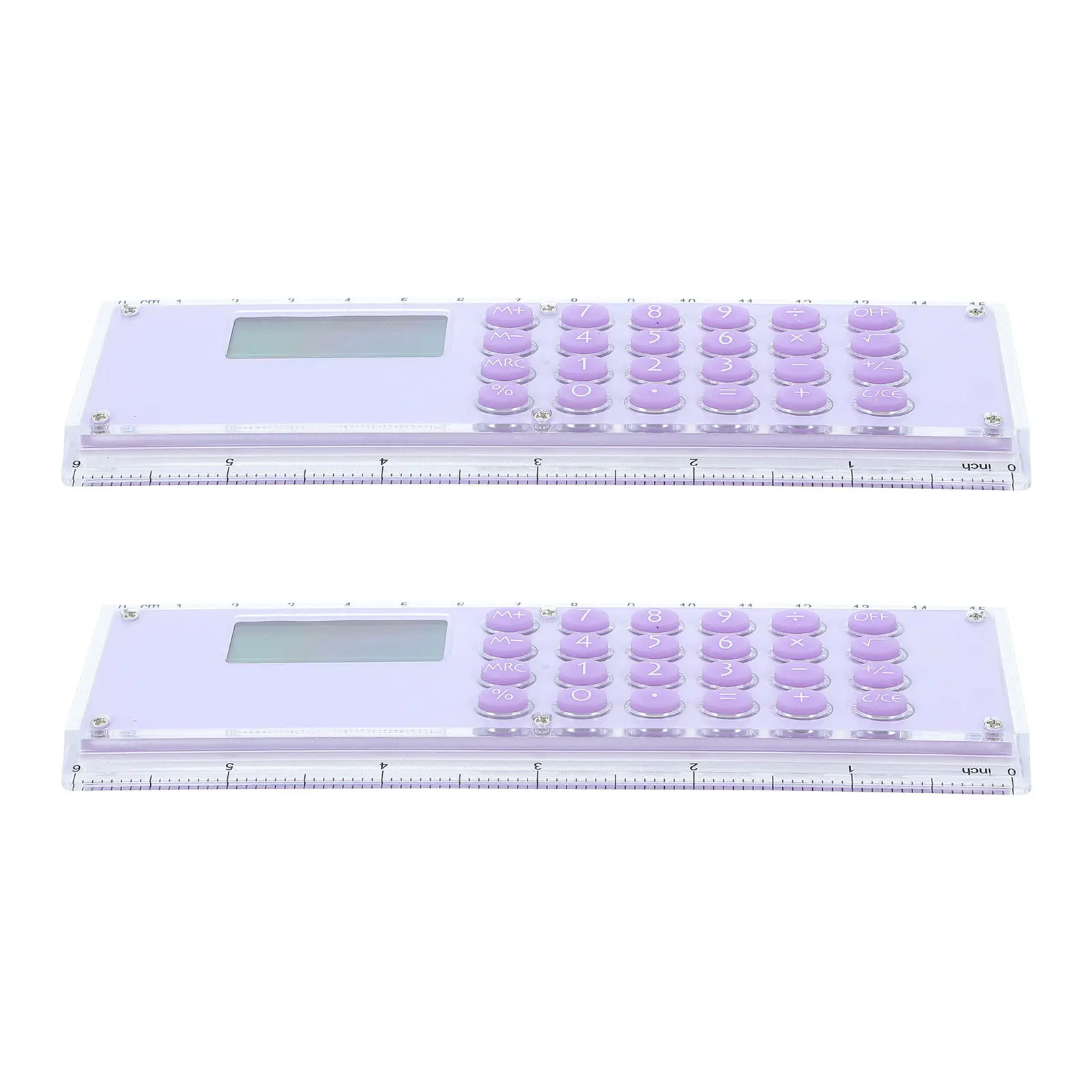 2Pcs Student Calculator Ruler 15Cm 6Inch Straight Ruler with Digital Calculator Dual Measurement Tool for Geometry Drafting Test