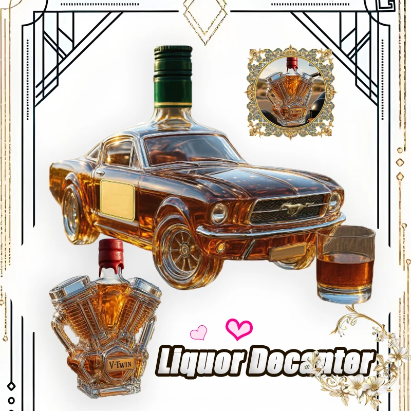 New Car Engine Whiskey Liquor Glass Decanter Home Bar Transparent Wine Bottle Container Statue Table Decoration Gift Accessories