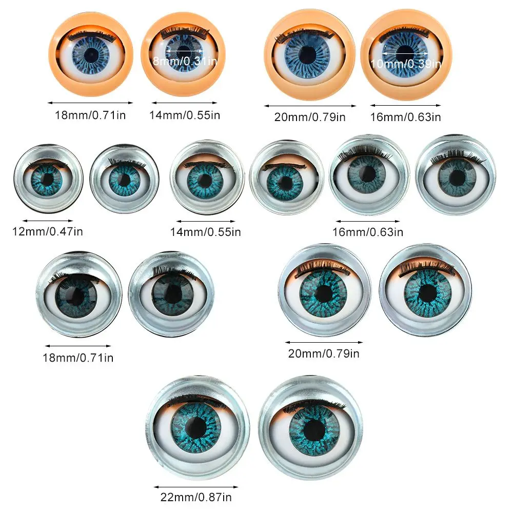 عيون نشاط الدمية البلاستيكية مع الرموش ، إكسسوارات عيون الدمية ، مقل العيون المتداول الدمية ، محاكاة عيون ديي ، مقلة العين النشطة