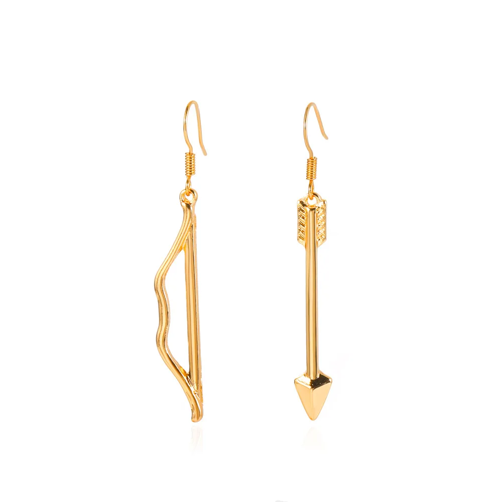 

Statement Metal Golden Silver Plated Creative Arrow Bow Pendant Dangle Drop Earrings For Girls Women