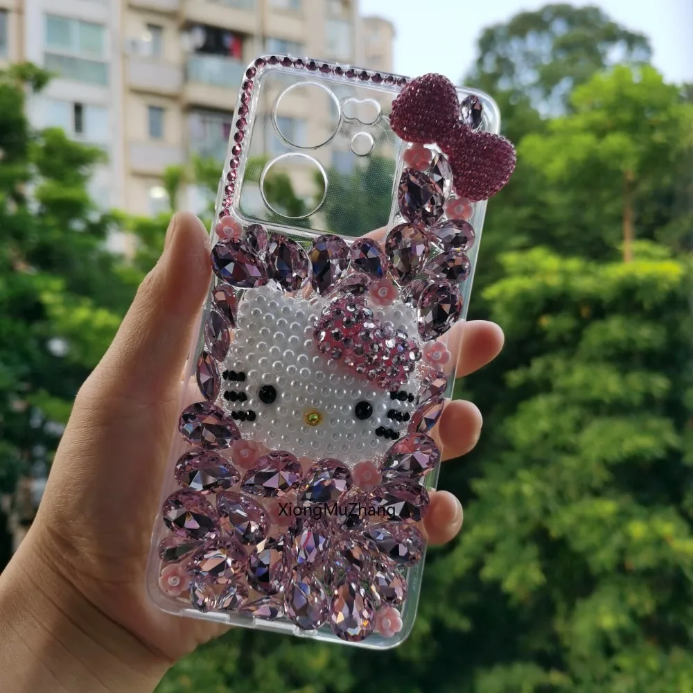 Hello Kitty Rosa Diamant Schleife Niedliche Handyhülle für Oppo Reno14 15Pro 14F 14FS Reno13 13Pro 13FS Reno12 Reno11 Reno10 9 Mädchen Cover – Detail 1