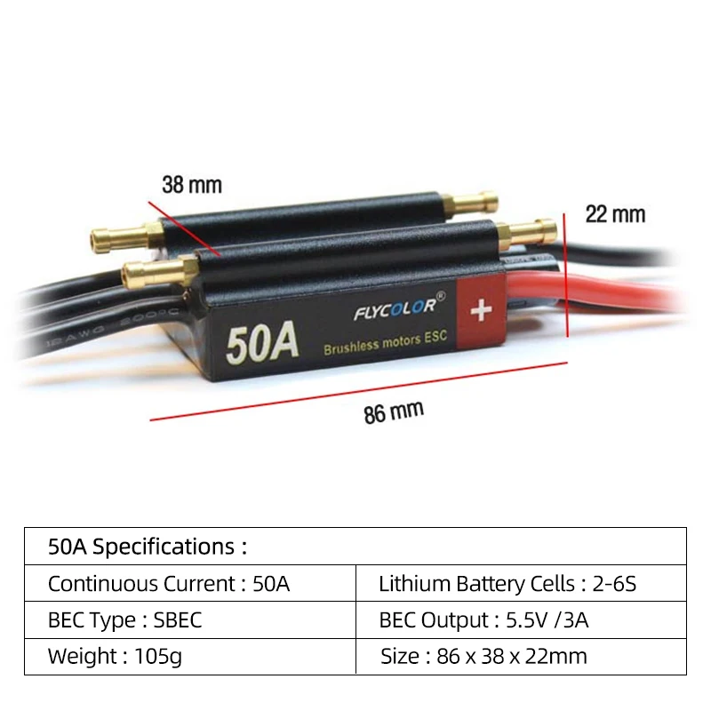 Original FLYCOLOR 30A 50A 70A 90A 120A Speed Controller Brushless Boat ESC Waterproof 2-6S Lipo Program Card For RC Boat Motor