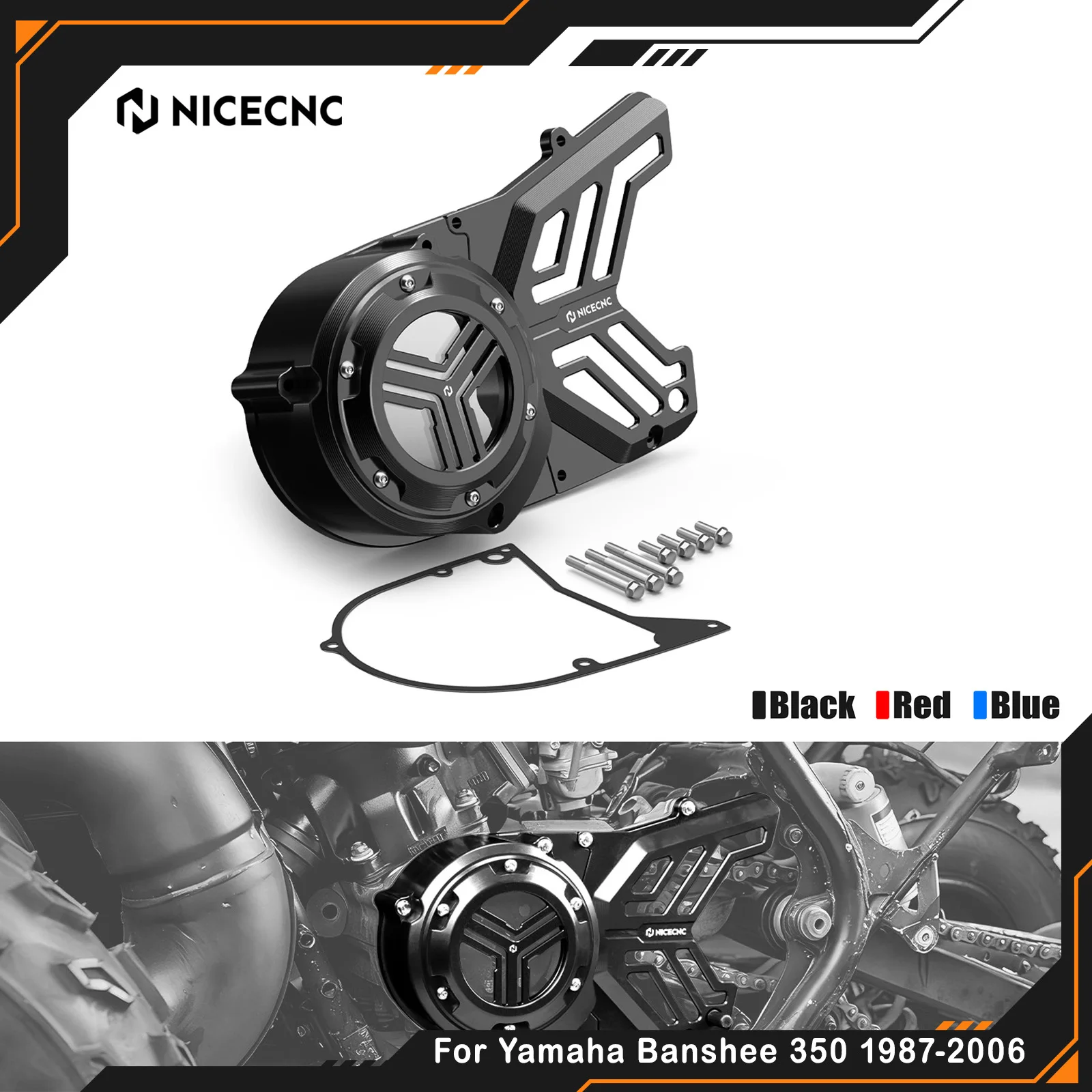 NICECNC For Yamaha Banshee 350 YFZ350 1987-2006 Stator Cover Aluminum Chain Guard ATV Accessories Replaces 2GU-15411-00-00