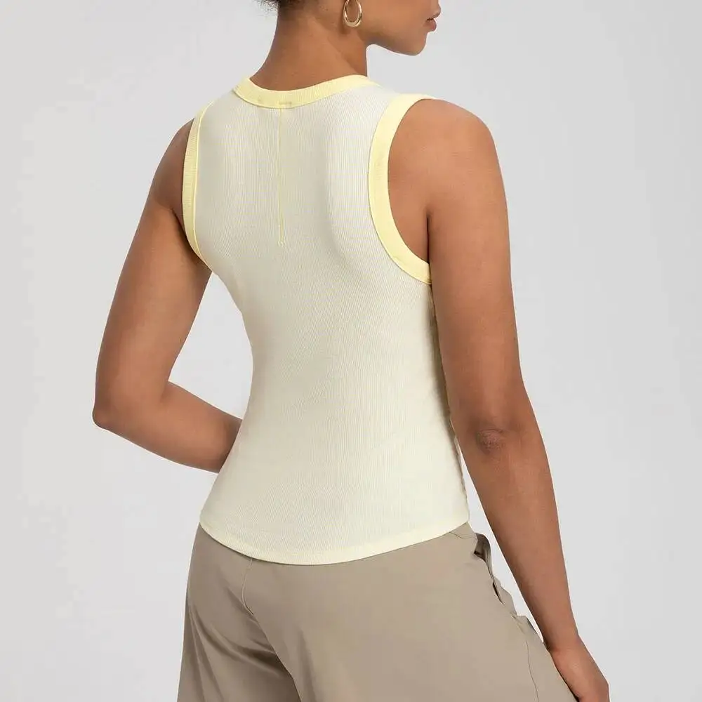 

Women S Modal Yoga Tank Top With Color Block Stripes Seamless Naked Feel Workout Gym Sports Bra