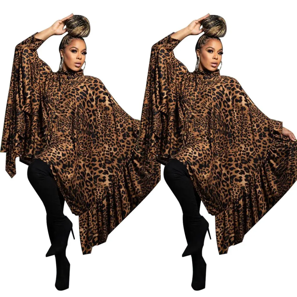 

Leopard Shawl Top for Women K10620 European American Fashion Long Free Size Autumn Winter New Style Wholesale