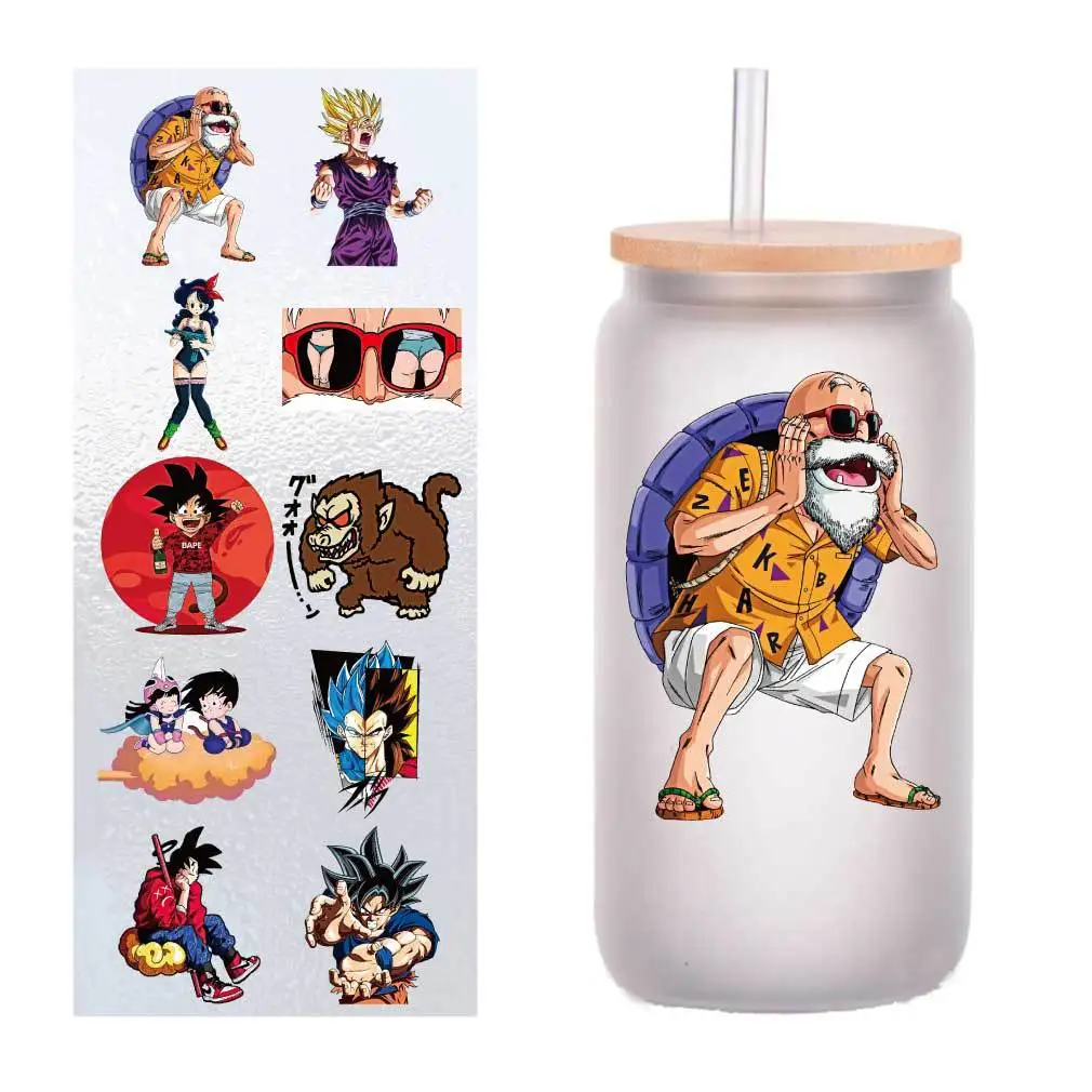 

10 pieces/pack Saiyan UV transfer stickers Crystal label Cup stickers customized four inches