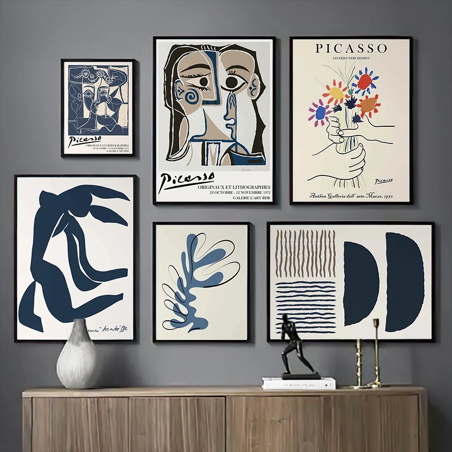 Abstract Picasso Vintage Posters And Prints Line Face Rainbow Leaves Wall Art Canvas Painting Pictures Living Room Home Decor