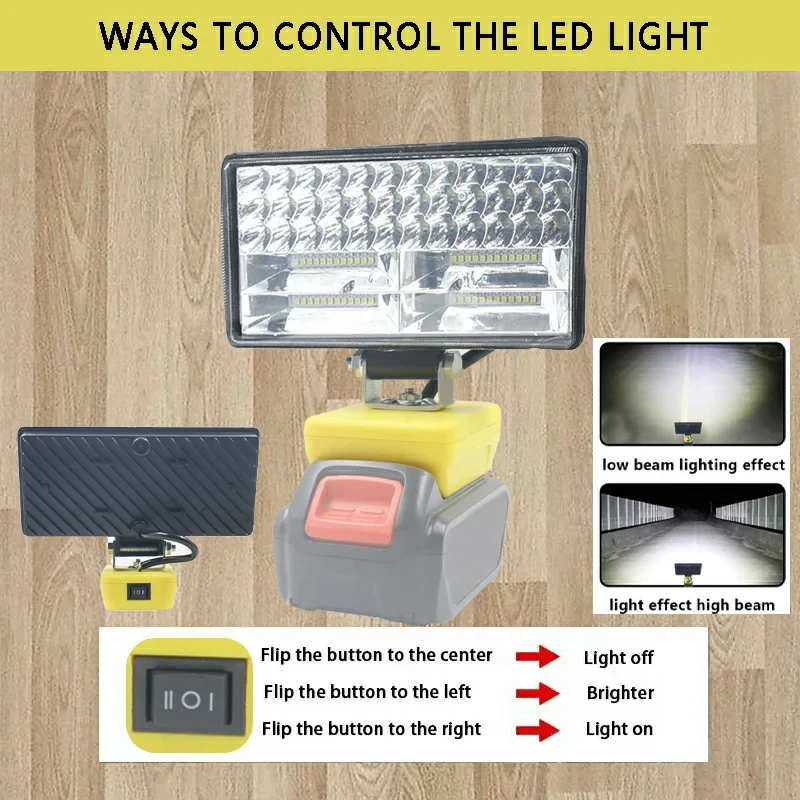 Power Tool Accessories Parts For DeWalt Li-ion Battery 8Inch LED Work Lights Torch Camping Lamp For XR 18V 20V For FlexVolt 60V
