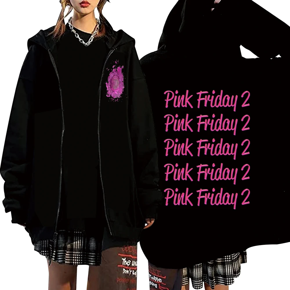 Pink Nicki Minaj Pink Friday 2 Hoodie Hot 2024 Jacket Long Sleeve Zip Up Hoodie Sweatshirts Kpop Coat Gift