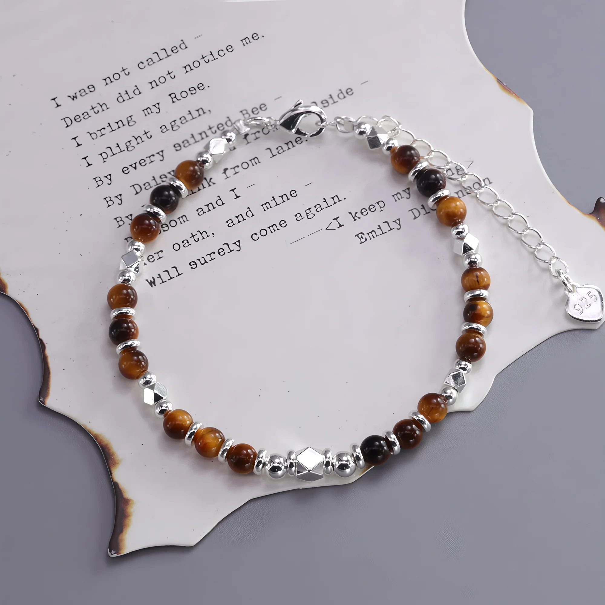 

925 Sterling Silver Bracelet Purple Black Brown Jade Heart Natural Stone For Woman Girl Fashion Jewelry Gift Dropship Wholesale