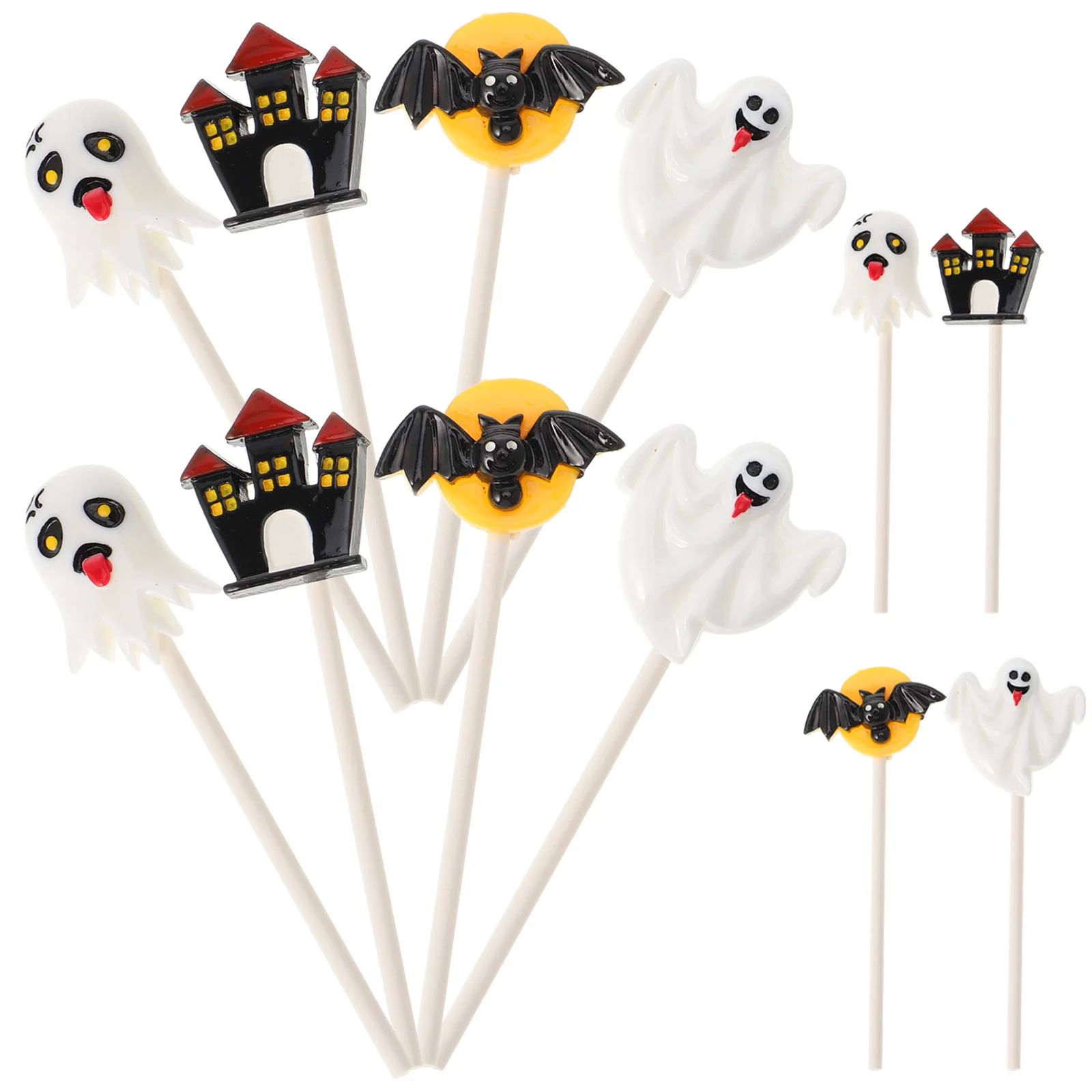 

12 Pcs Halloween Cake Insert Cards Toppers Decor Ghost Pumpkin Flags Decorate Food Picks