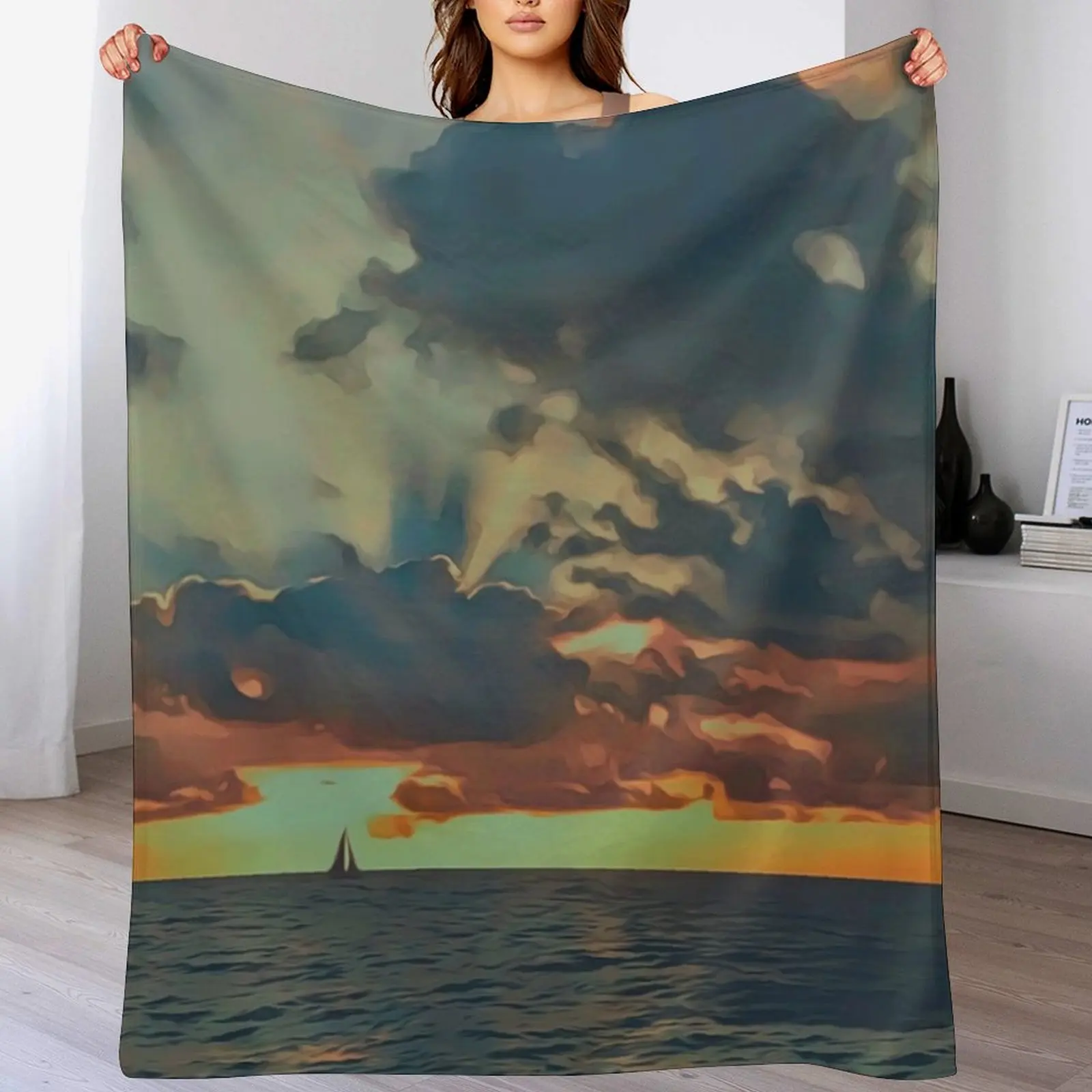 Sailing the Bright Horizon Throw Blanket Hairys Bed covers Blankets