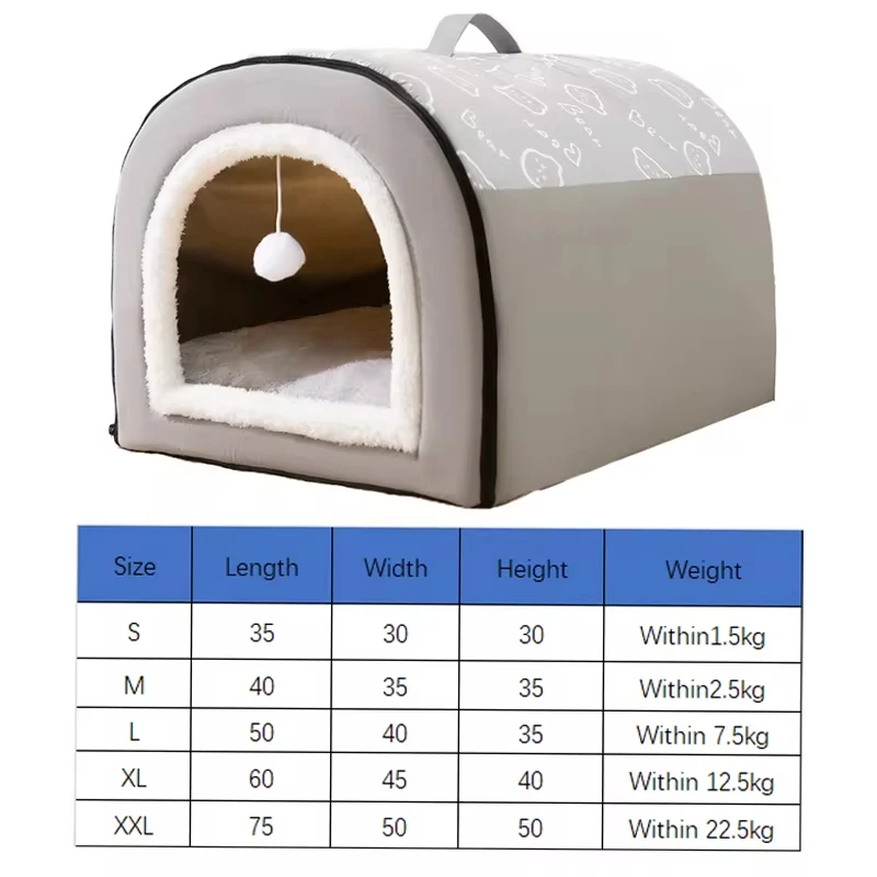 Winter Warm Dog House Soft Cozy Pet Sleeping Bed for Samll Medium Dogs Cats Detachable Non-slip Dog Kennel Cat Nest Pet Supplies