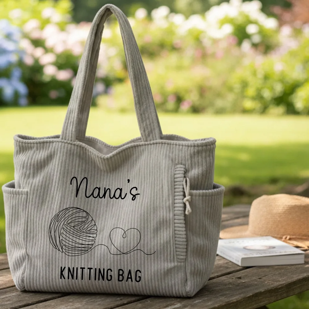

Custom Name Knitted Storage Bags, Yarn Knitting Crochet Organizer, Gift for Grandma Mom Friends Birthday Christmas Mother's Day