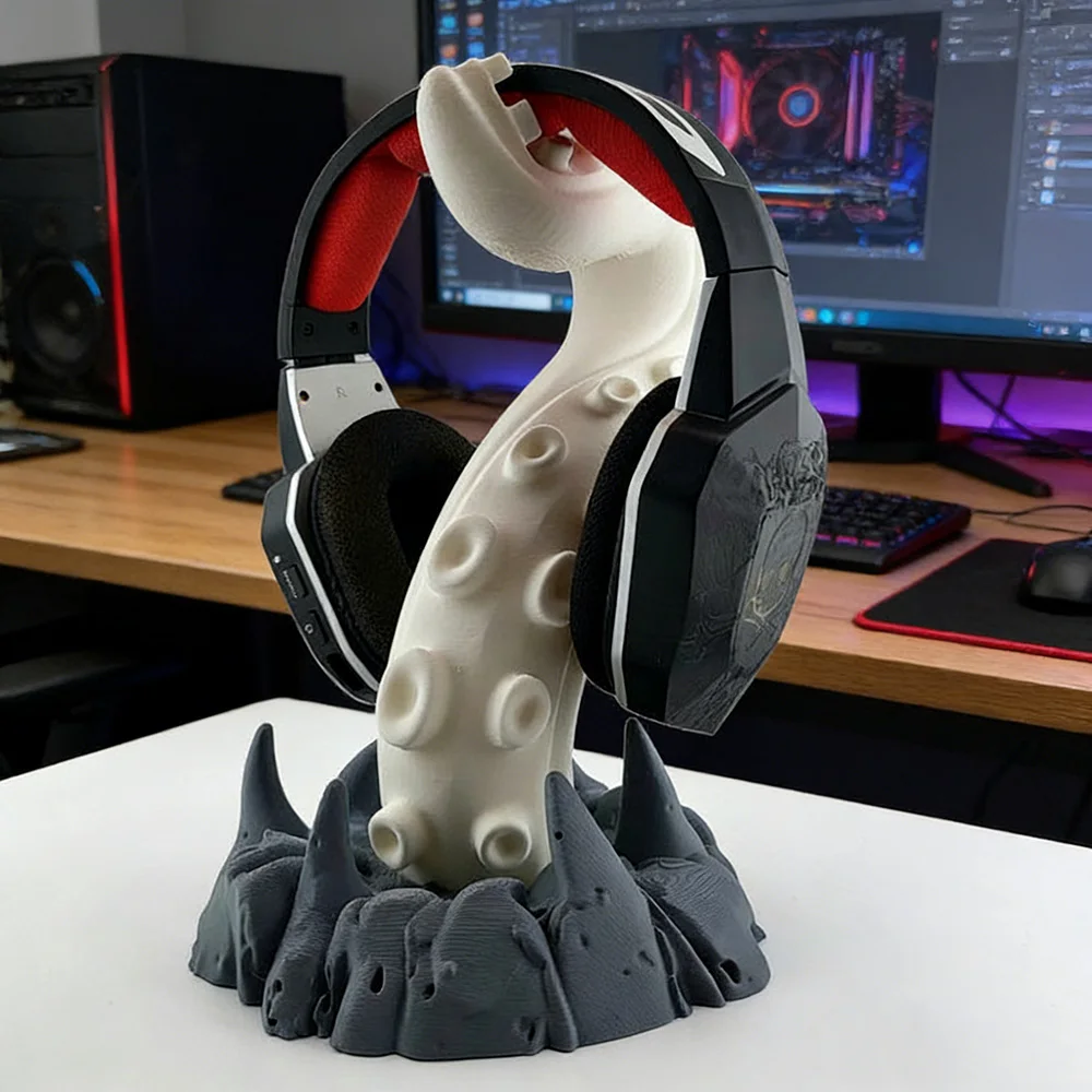 

Новая стойка для наушников в форме щупальца осьминога, универсальная вешалка для наушников, персонализированная настольная подставка для киберспорта с 3D принтом, орнамент