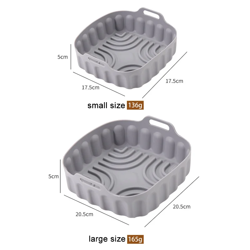 Large Air Fryer Silicone Basket Tray Resuable Square  Airfryer Grill Baking Mold Liner Kitchen Cooking Accessories