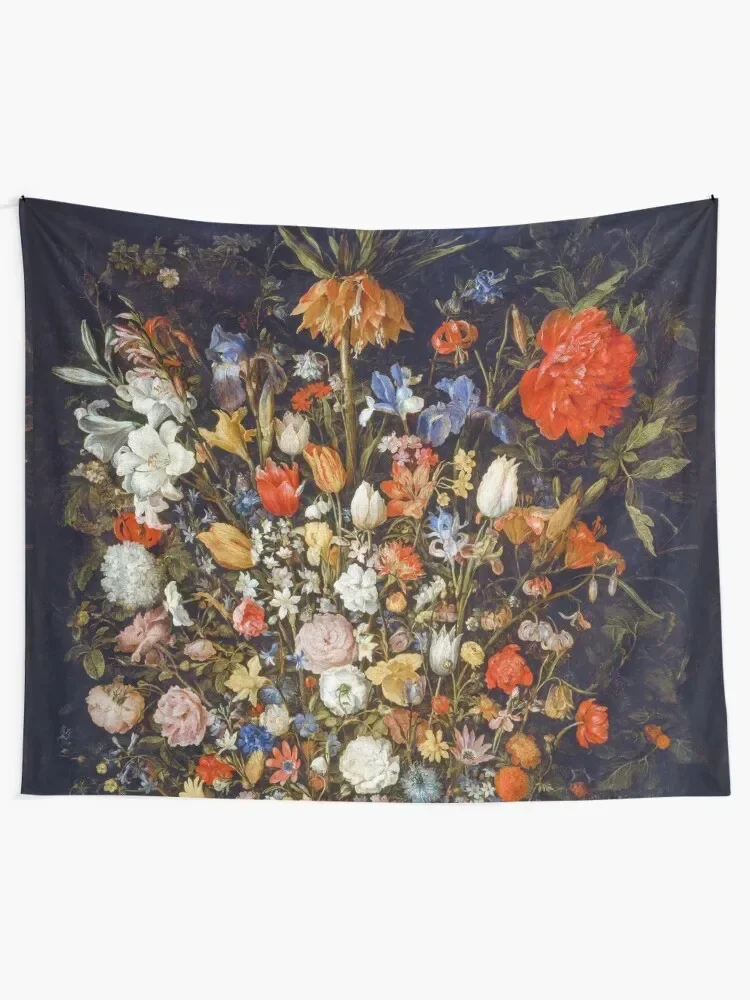 Jan Brueghel. Flowers in a Wooden Vessel Tapestry Wall Hanging Wall Room Aesthetic Tapestry