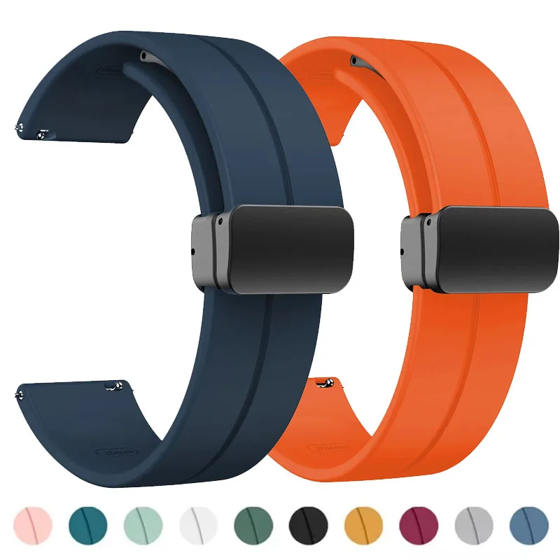 Correa de silicona de 20mm y 22mm para Samsung Galaxy Watch 7 6 5 4 Series, pulsera magnética para Huawei Watch GT5 5Pro GT4 3Pro 46mm