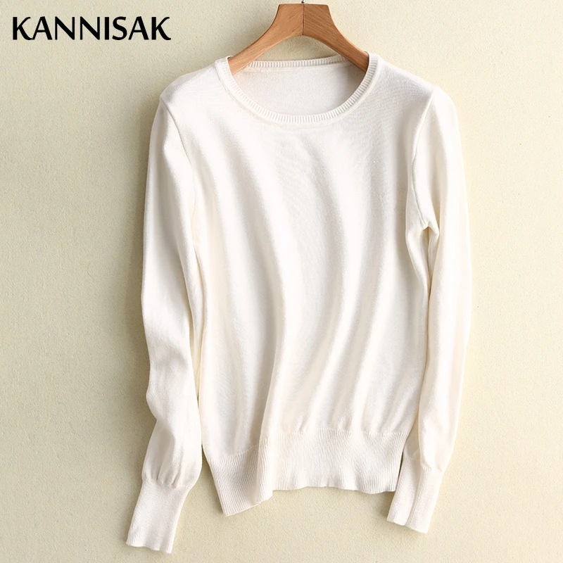 Womens Sweater Spring Autumn O-neck Jumpers Solid Bottoming Shirts Casual Ladies Pullovers Knitted Long Sleeve Female Sweater