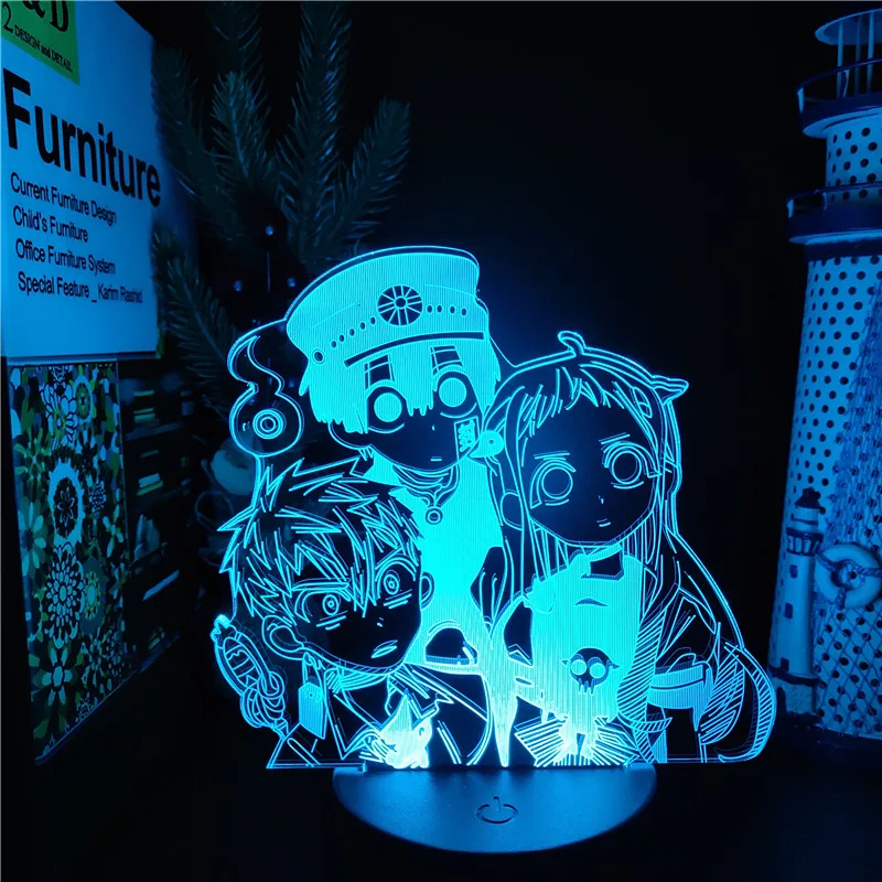 Oprawiona w toaletę Hanako-kun Yugi Amane 3D lampa Anime Yashiro Nene LED lampka nocna Brdroom dekoracja Manga Lampara prezenty