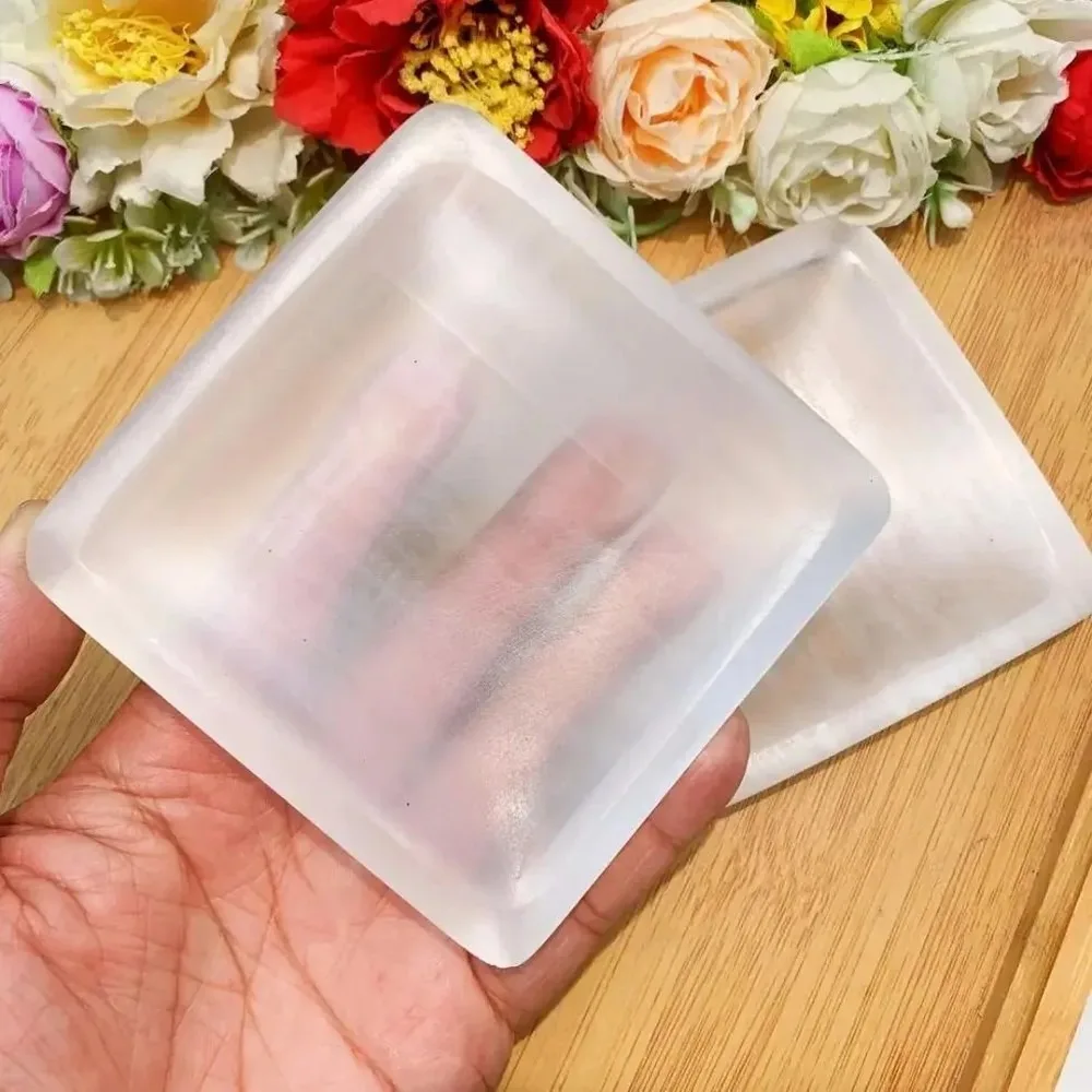 Natural White Selenite Square Bowl 9-10cm Gypsum Crystal Reiki Healing Stone Decorative Mineral Specimen for Home Decor