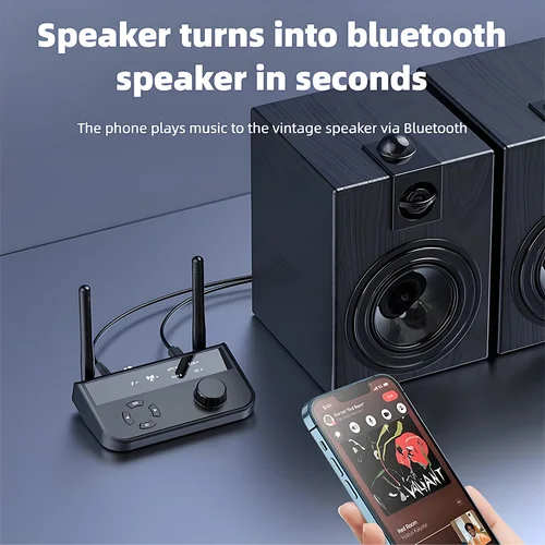 Imagen 2 del producto Receptor y transmisor de Audio Bluetooth 5,3, adaptador de música inalámbrico, par de 2 dispositivos BT 5,0, conector Aux RCA de 3,5mm para TV, coche, PC y auriculares