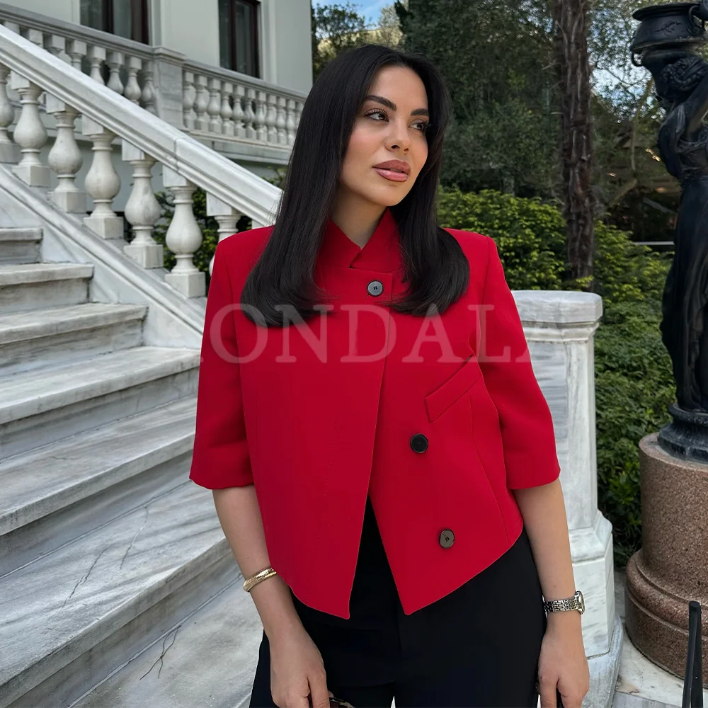 

KONDALA 2026 Spring Summer Red Going Out Women Short Blazers Fashion Elegant Vacation Formal Business Birthday Ladies Blazers